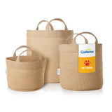 Coolaroo 3-Pack Small, Medium and Large Heavy Duty Dog Storage Toy Bin and Travel Food, Leash and Treats Bag, Desert Sand