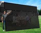 AlphabetAcre RV Awning Sun Shade Screen with Zipper 8' X 17'3,1200D Oxford Cloth + 8.2 oz Vinyl Mesh,95% UV Protection,Easy Inst