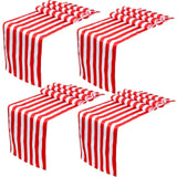 4 Pieces Red and White Striped Table Runner Carnival Tablecloth Polyester Elegant Classic Table Decor Machine Washable for Indoo