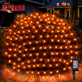 BlcTec Halloween Net Lights 360 LED 9.8ft x 6.6 Orange Halloween Lights with 8 Modes, Timer, Connectable, Waterproof & Dark Gree