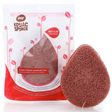 MY Konjac Sponge All Natural Korean Fiber French Red Clay Facial Sponge. Excellent for Dry or Mature Skin. Halal, Leaping Bunny