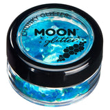 Moon Glitter Iridescent Chunky Glitter 100% Cosmetic Glitter for Face, Body, Nails, Hair and Lips - 0.10oz - Blue