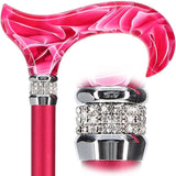 Royal RC Canes Magenta Pearlz Adjustable Walking Cane - Rhinestone Designer Pink & Silver Majesty - Stylish Aluminum Shaft Walki
