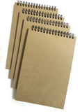 Veeppo A5 Pack Of 4/8 Spiral Natural Kraft Cover Blank Paper Notebook Wirebound Sketch Book (Horizontal WhitePack 4)