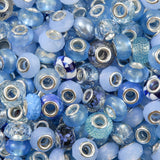 BERMRO 100pcs Large European Hole Beads Round Iridescent Acrylic Bead Fairy Wand Garden Beads for DIY Crafting Necklace Bracelet