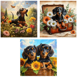Axquilon 3 Pack Dachshund Diamond Art Kits for Adults, Dog Diamond Painting Kits for Adults Beginner, DIY 5D Full Drill Gem Art