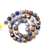 Malahill Wholesale Natural Faceted Stone Beads for Jewelry Making Sold per Bag 5 Strands Inside Cube Sunset Jasper 6mm