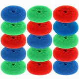 Blulu 15 Pcs Plastic Dish Scrubbers, Nylon Mesh Pads, Primary Colors