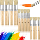 12 Pieces Wooden Stencil Brushes Natural Stencil Brushes Bristle Painting Brushes Wooden Handle Painting Stencil Brushes for Acr
