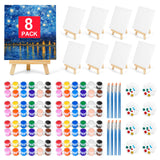 8 Pack 8 * 10In Canvas Boards for Painting, Art Canvas for Drawing with 16 Brushes & 8 Paint Trays & 16 Acrylic Paint, Mini Pain