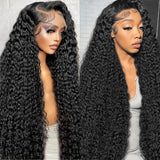 Gearina 30inch Deep Wave Lace Front Wigs Human Hair 200 Density 13x6 HD Transparent Lace Front Wigs for Women Deep Curly Lace Fr