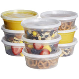 GUSTO [48 Sets - 8 oz. Plastic Deli Disposable Food Storage Containers with Airtight Lids - Slime Containers (Formerly Comfy Pac