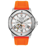 Bulova Mens Marine Star Series A Automatic Watch with Orange Silicone Strap Style: 98A226