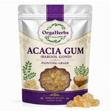 OrgaHerbs Acacia Gum (Babool Gond) Painting Grade | Natural Gum Arabic Crystals for Painting, Gouache, Calligraphy, Ink & Art Me