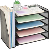 OPNICE Desk Organizer, 5-Tier Paper Organizer Letter Tray with Magazine Holder, Office Desk Accessories & Workspace Organizers,