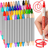 ARTISTRO 48 Acrylic Paint Markers for Rock, Fabric, Wood, Glass, Craft, Decoration - Dual-Tip Paint Pens - Stocking Stuffers, Ch