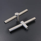 LBFEEL Pure Copper T Drawer Pull Knobs Brass Kitchen Cabinet Pulls Simple Modern Furniture Cupboard Door Knobs Hardware (4, Silv
