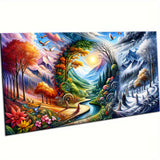 5D DIY Diamond Paintings Kit for Adults, Four Seasons Landscape Pattern,Diamond Art Kits,Full Round Diamond Mosiac Embroidery Gi