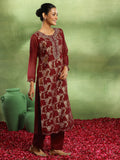 Libas Women'S Organza Woven Design Kurta Set (49318 Maroon Maroon L