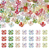 Cheriswelry 105Pcs Acrylic Bead Caps 4-Petal Flower Bead Caps Colorful Floral Loose Spacer Beads End Caps 12x12mm for Bracelet E