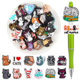 Silipull 40 Pcs Cat Silicone Focal Beads for Pens Silicone Beads Bulk for Keychain Making DIY Gift Necklace Bracelet Jewelry