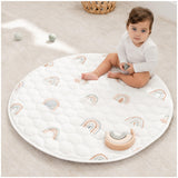 Comfy Cubs Round Kids Play Mat -Small 36 inches Soft Quilted Baby Floor Mat with Non-Slip Bottom - Plush Design for Toddlers' Pl