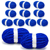 Chunky Chenille Yarn for Crocheting/Arm Knitting, Super Soft Jumbo Knit Blanket Yarn Purplish Blue 12 Pack (32 yds, 8.5 oz Each