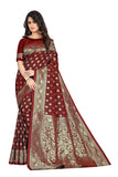 Sugathari Womens Banarasi Saree Pure Kanjivaram Silk Saree Soft New Ladies 2023 Design Wear Pattu Sarees Latest Cotton Party Sari Collections With Blouse Piece For Wedding Sadi (Pari S-1 Maroon)