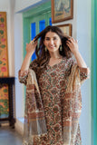 Anni Designer Women'S Rayon Blend Straight Printed Kurta With Pant & Dupatta (Sense Beige_S_Beige_Small),Beige,S,,,