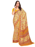 Satrani Women's Silk Crepe Floral Printed Saree with Unstitched Blouse Piece (3858S265N_Light Yellow4)