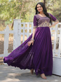 Wedani Georgette Embroidery Sequins-Work Anarkali Kurta Set For Women (In Alpha 2Xl Regular Purple),PURPLE,2XL,Georgette,Anarkali,Kurta