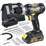 RIDA Cordless Drill Power Drill Cordless 20V 1/2'' Keyless Metal Chuck 355 In-lb(40N.m) Torque with 2.0AH Li-ion Battery & Fast