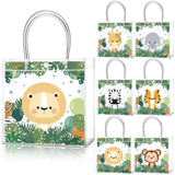 Aliceset 24 Pcs Safari Gift Bags with Handle Clear PVC Wild Animals Candy Treat Goodies Tote Bags for Summer Jungle Birthday Par