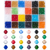 JEBBO 1200pcs 6mm Bicone Crystal Beads, Bulk Small Faceted Bicone Glass Beads for Jewelry Making DIY Craft Bracelet Necklace Ear