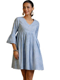 Libas Women'S Cotton A-Line Midi Dress (37220_Blue
