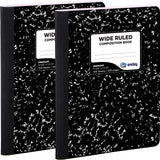 Emraw Composition Books Black & White Marble Style Durable Cover Notebooks Wide Ruled Ruled Paper 100 Sheets Writing Book For Sc