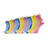 Xjarvis Mexico Women'S Ankle Socks - Half Terry Cushioned Sole Breathable Combed Cotton Odour-Free - For Running Gym Sports & Everyday Wear - Pack Of 3/6/9/12 (Blue Yellow Pink),Pack of 9,,B0DNB4H3H7