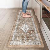 Collive Farmhouse Kitchen Mats, Cushioned Anti Fatigue Mats for Floor, Non Skid Waterproof Kitchen Rugs Cream/Brown Farmhouse St