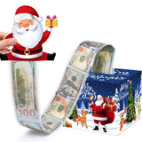 Meiidoshine Christmas Money Box for Cash Gift Pull, Surprise Money Holder for Kids Adults with 100Pcs Transparent Bags - Fun Way