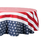 DII 4th of July Stars & Stripes Tabletop Collection Tablecloth, Round 70, Red, White, & Blue