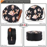 Adisa Women Girls Flower Print Sling Bag Round Crossbody Purse (Sl6007-Bla_Black),Black,,B0DPLHPSGM