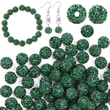 U-LIAN 100 pcs 10mm Rhinestone Beads Green Shiny Round Disco Ball Beads Bulk Polymer Clay Rhinestone Beads Round Crystal Diamond