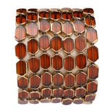 DADIFEN Glass Octagon Beads Amber Brown 6x9mm 28pcs Rectangle Golden Edge Crystal Loose Beads for DIY Craft Jewelry Making
