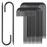 MSWY Rebar Stakes 12 Inch J Hook Ground Stakes Heavy Duty 30 Pack Chain Link Fence Stakes Galvanized Anchors Metal Tent Stakes f
