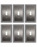 TREEWELL 6-Pack Single Toggle Light Switch Cover Plate, Pearls Decorative Switch Plate Covers, Antique Silver 1 Gang Metal Wall