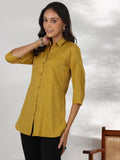 Libas Women'S Self Design Straight Tunic Shirt (58198_Mustard Mustard S