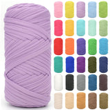 Tshirt Yarn for Crocheting,Light Purple T Shirt Chunky Elastic Fabric Thick T-Shirt Crochet Yarn for Beginners Crocheting Hand K