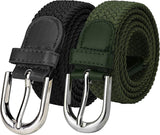 Vtflair Stretchable Braided Cotton Belt For Women, Ladies Belt, Black,And Green Color Combo Of 2 Pack Free Size (Stretchable Bel