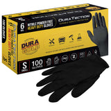 DuraGold HD Black Nitrile Disposable Gloves, Box of 100, Size XXLarge, 6 Mil Latex Free, Powder Free, Textured Grip, Food Sa