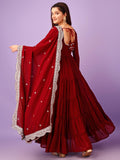 Wedani Georgette Sequins Work Anarkali Kurta Set For Women (In Alpha S Regular Maroon),MAROON,S,Georgette,Anarkali,